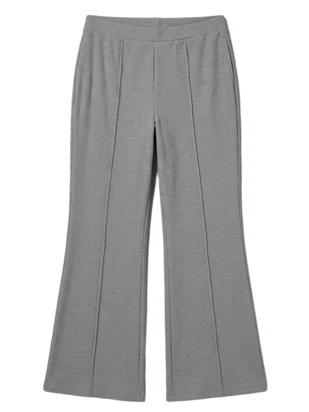 Aerie Ribbed Knit Flare Pants Heather Gray Pull On Lounge Pants Size Large